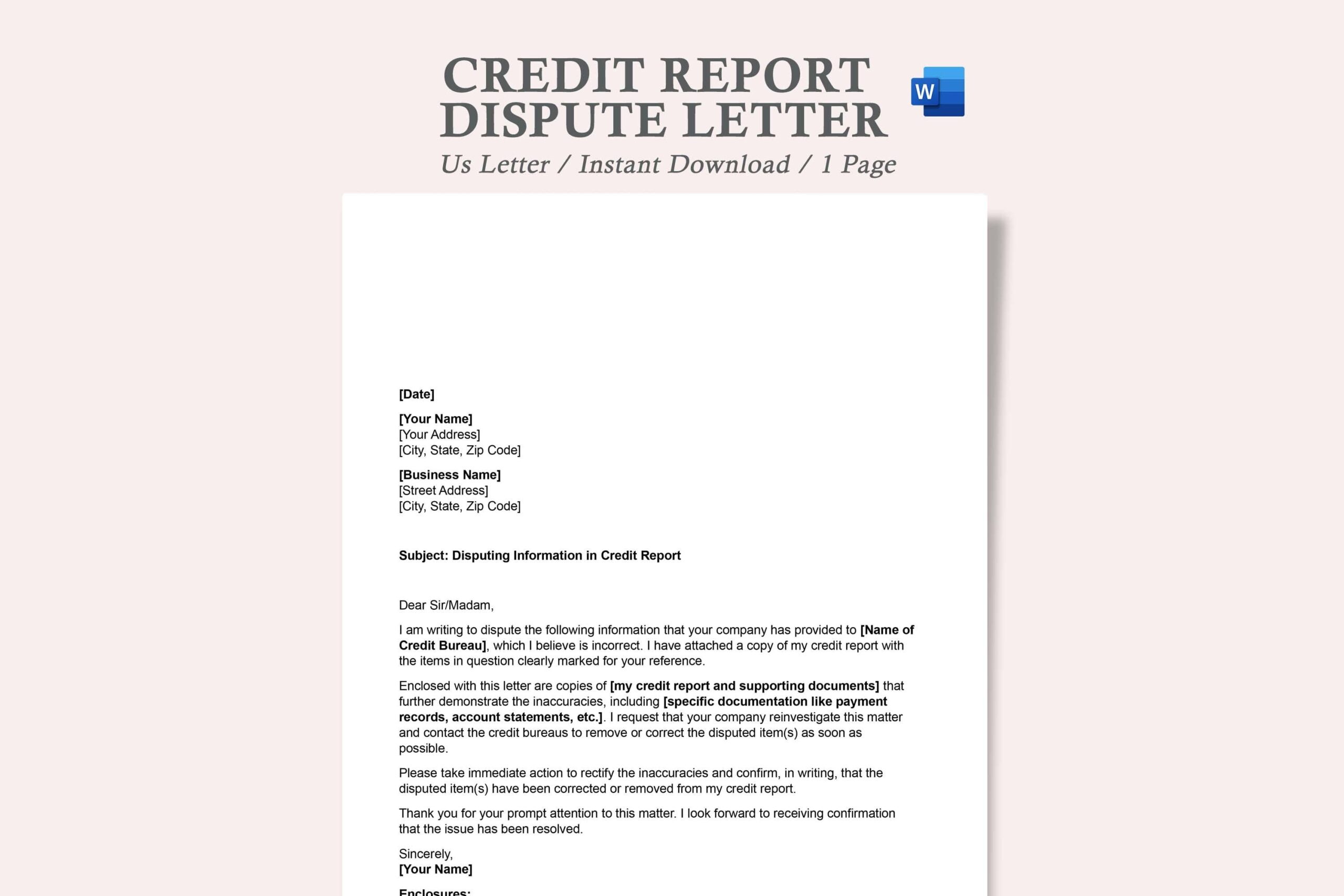 Credit Dispute Letter credit Dispute Form Letter credit Dispute Letter Template a Credit Dispute Letter credit Inquiry Dispute Letter Etsy