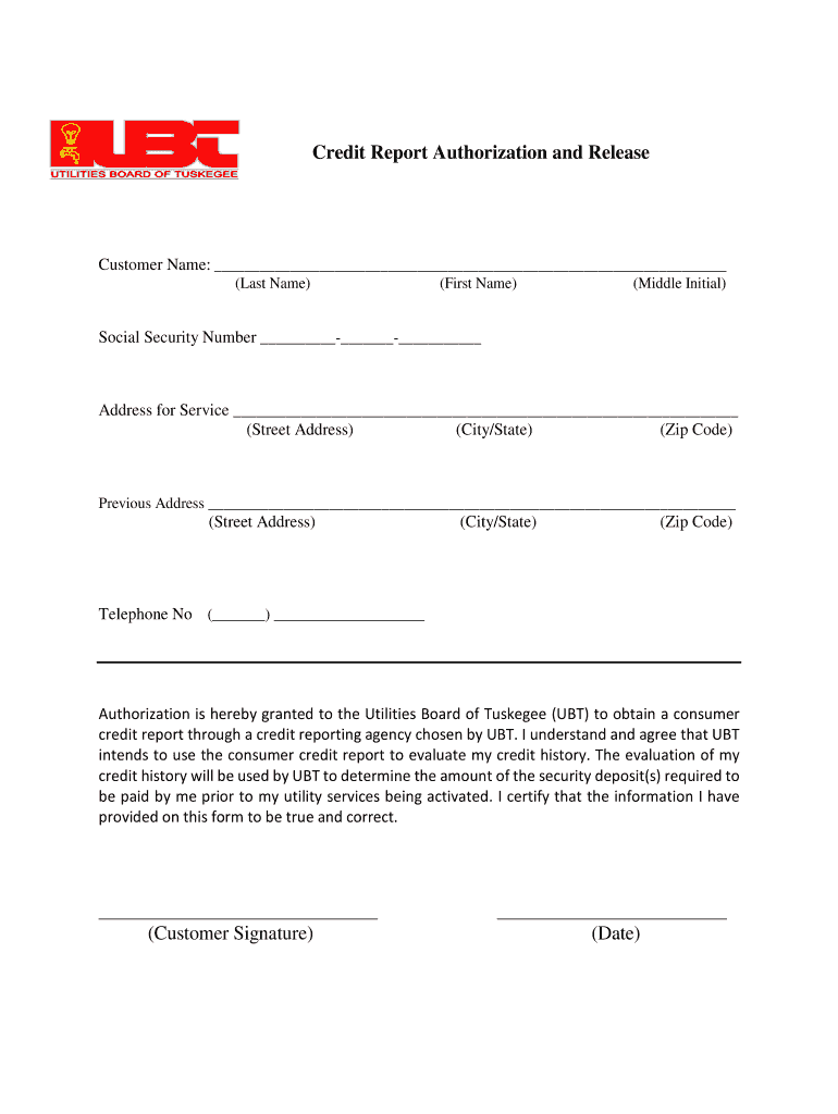 Credit Report Authorization Form Fill Out Sign Online DocHub