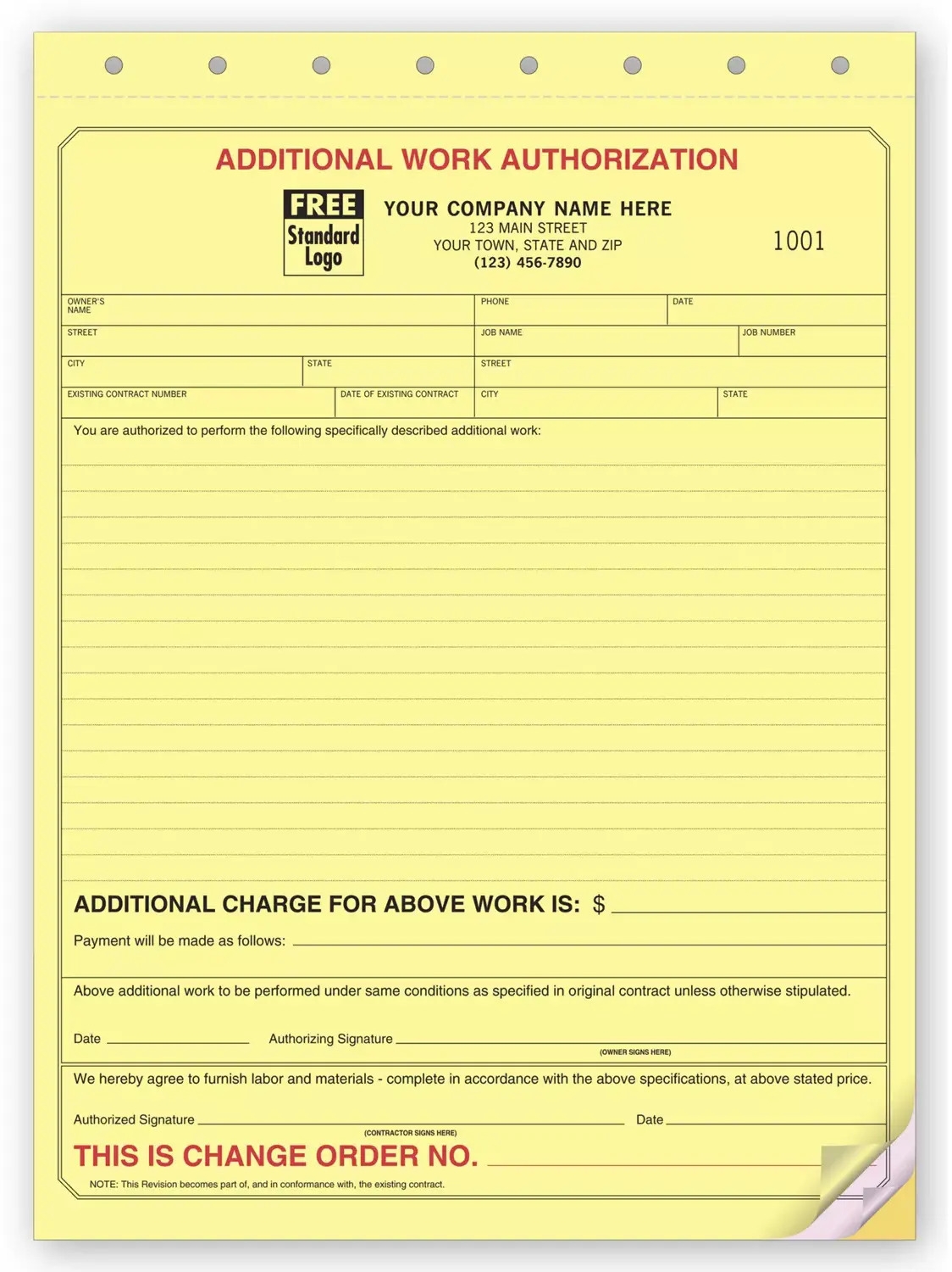 Custom Additional Work Authorization Forms For Contractors Custom Additional Work Authorization Forms For Contractors