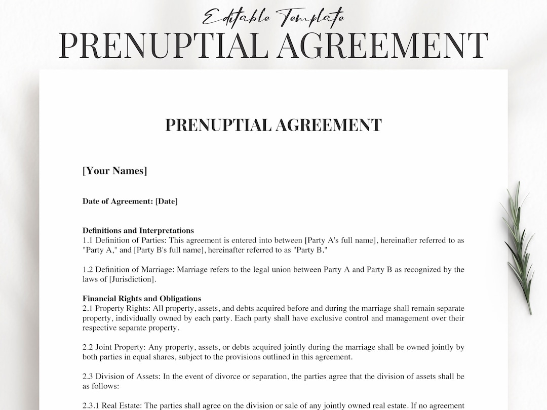 prenuptial agreement form