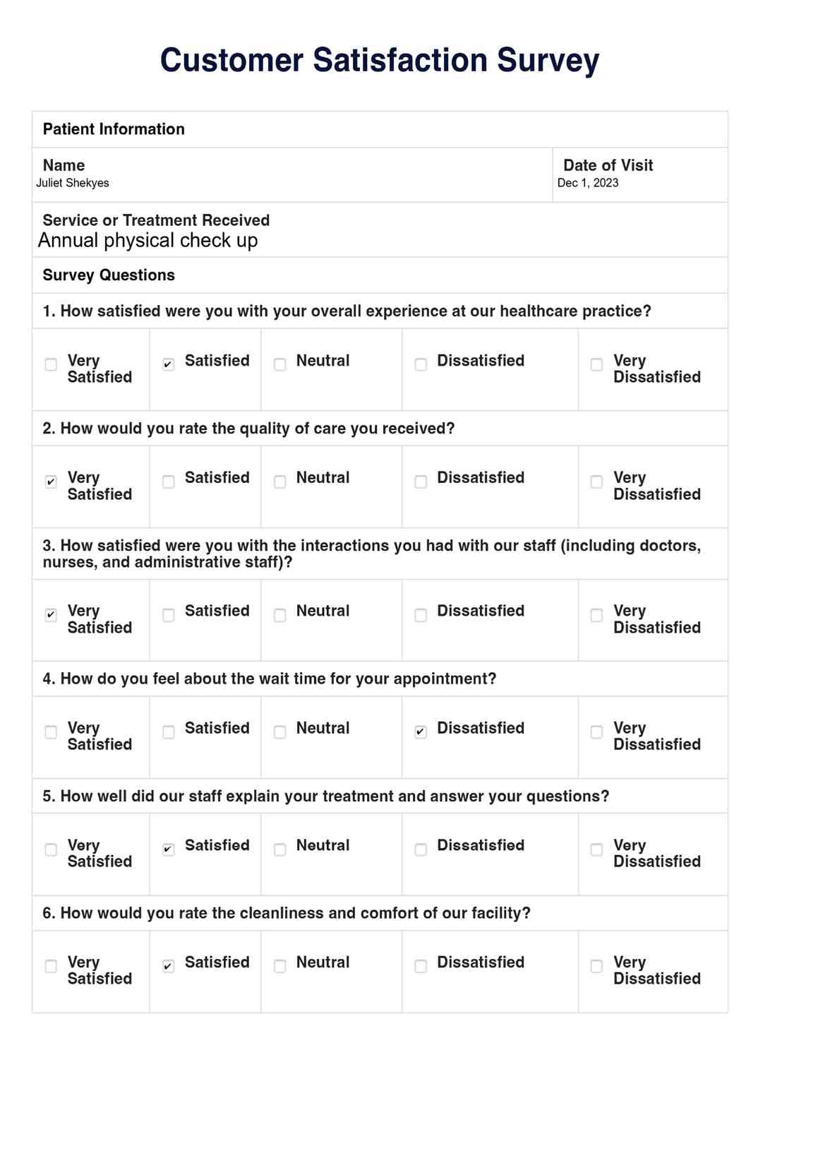 customer survey form