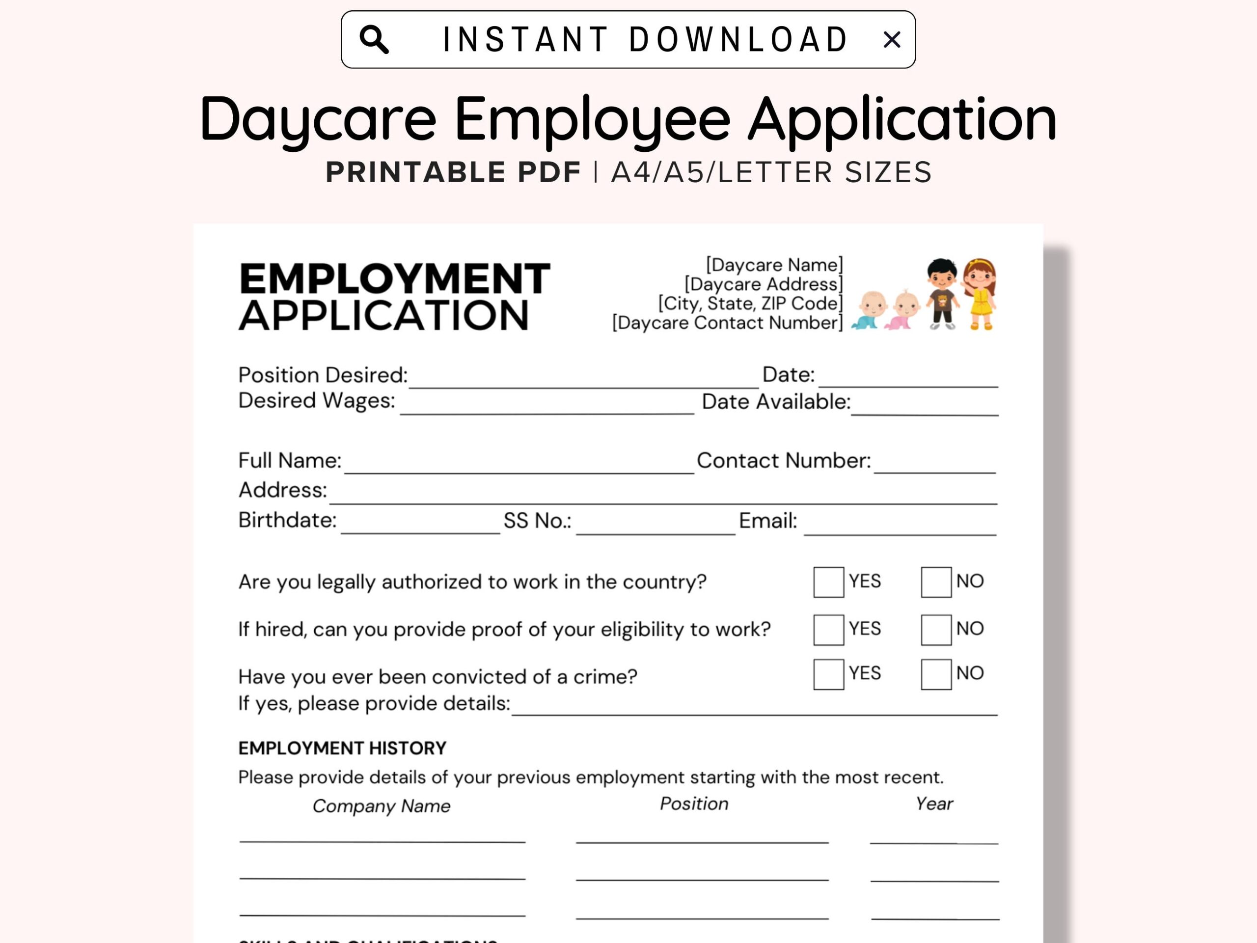 Daycare Employee Application Printable Childcare Center Printable Daycare Forms For Preschool In Home Child Care Business Editable PDF Etsy Daycare Employee Application Printable Childcare Center Printable Daycare Forms For Preschool In Home Child Care Business Editable PDF Etsy