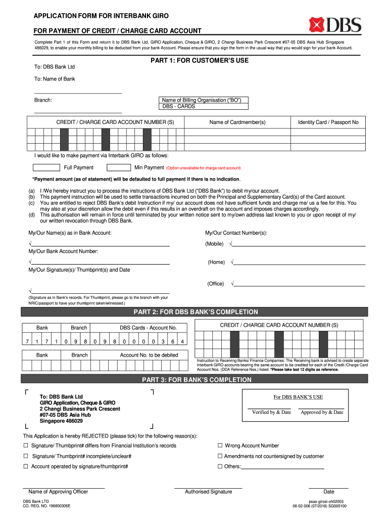 Dbs Giro Application Form Fill Out Sign Online DocHub