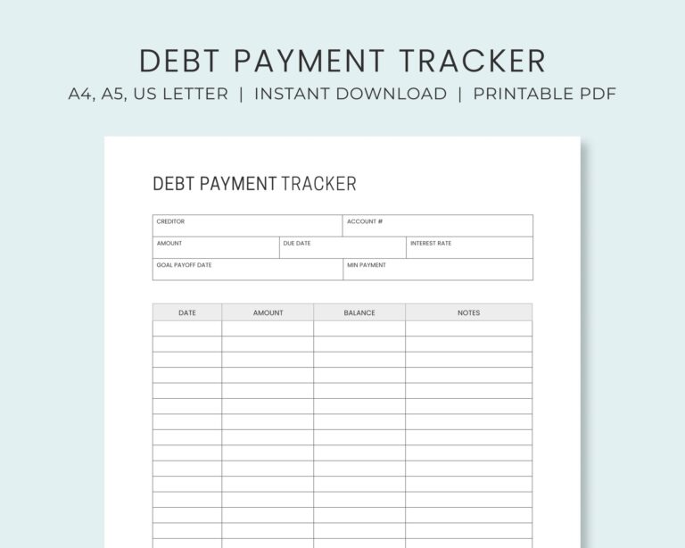 Debt Payment Tracker Printable Debt Payoff Planner Debt Snowball Plan Printable Debt Free Progress Log US Letter Instant Download Etsy