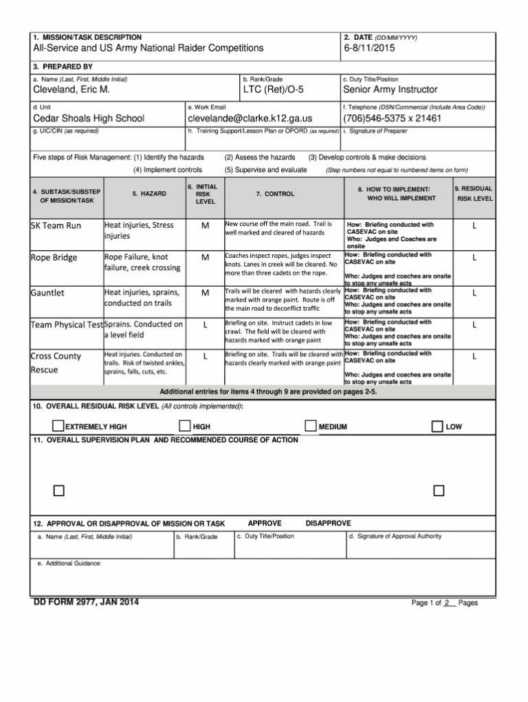 Deliberate Risk Assessment Worksheet Fill Out Sign Online DocHub