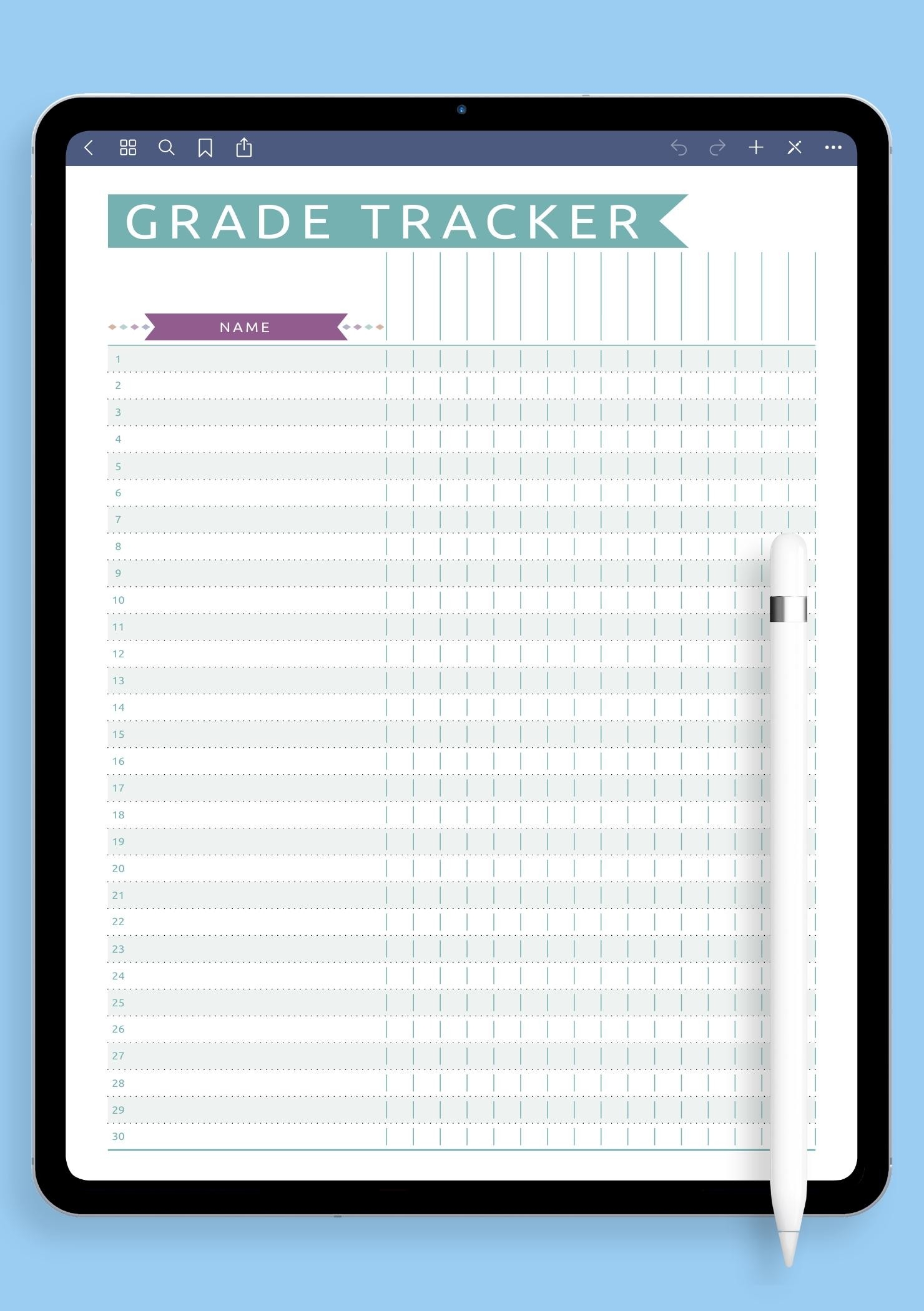 Digital Gradebook Template Track Student Progress Easily