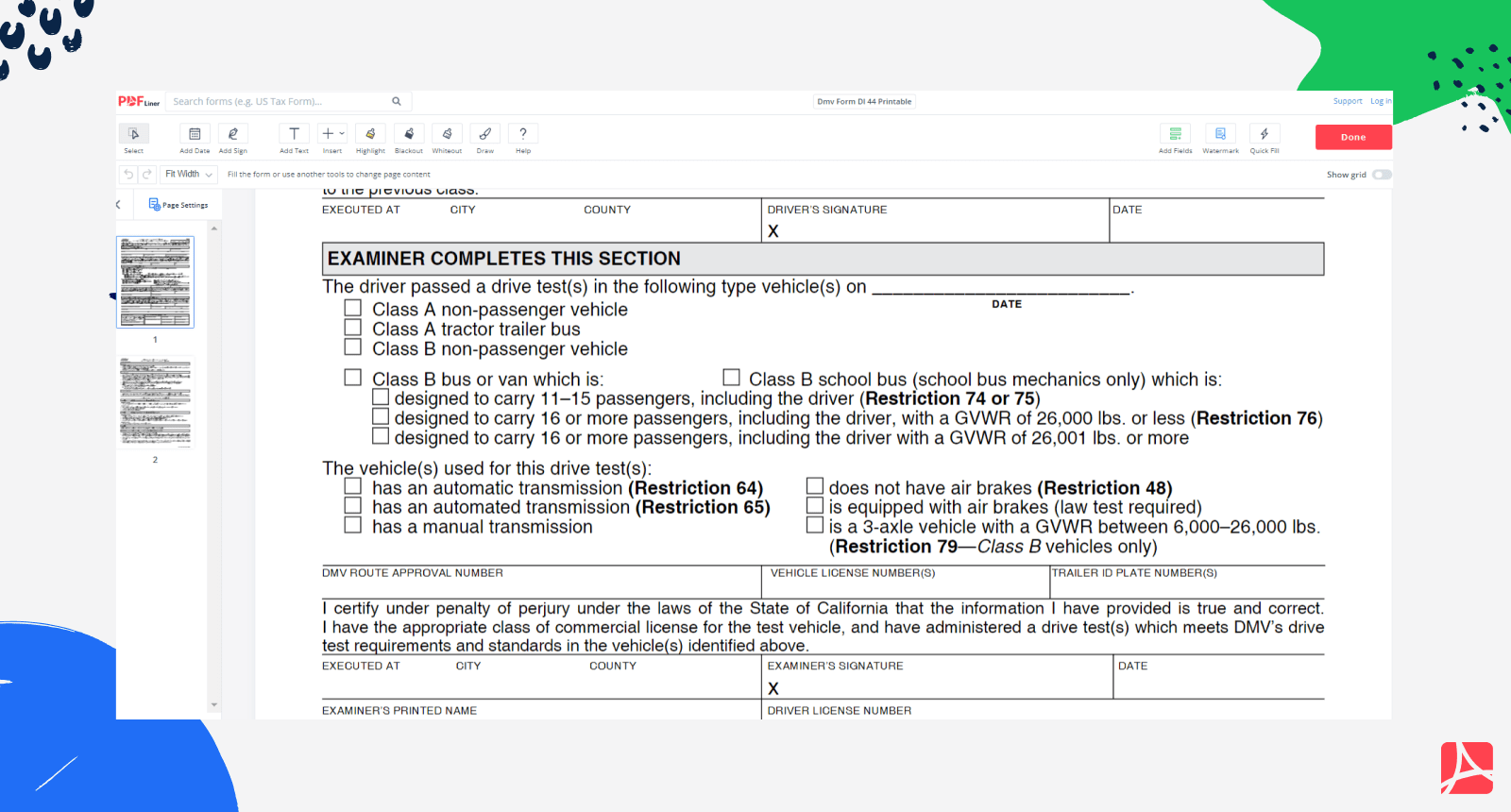 Dmv Form Dl 44 California Dmv Form Dl 44 Blank Online PDFliner Dmv Form Dl 44 California Dmv Form Dl 44 Blank Online PDFliner