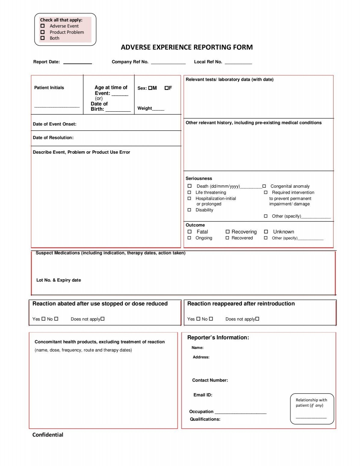 Download Adverse Event Reporting Form Sun Pharma