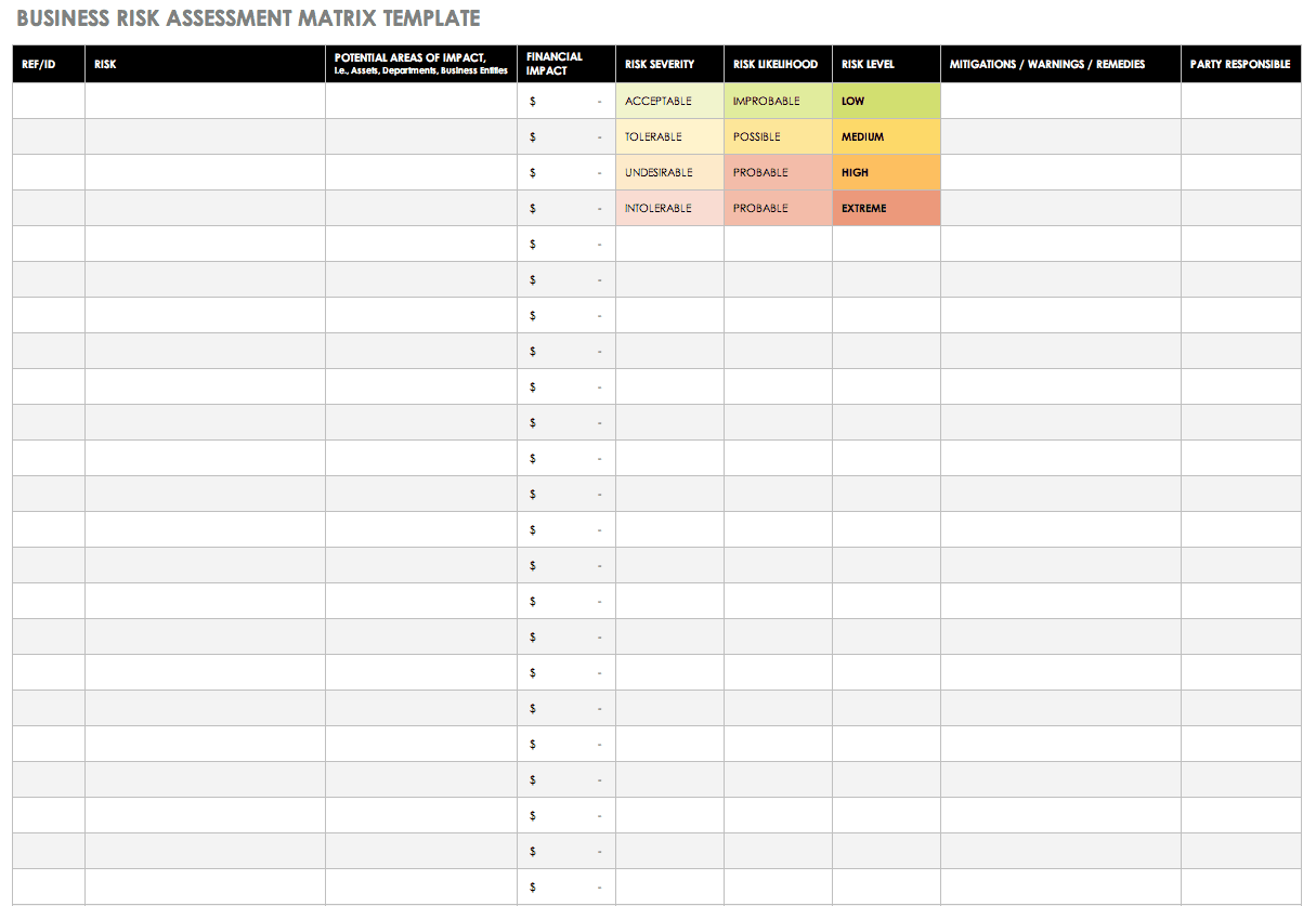 Download Free Risk Matrix Templates
