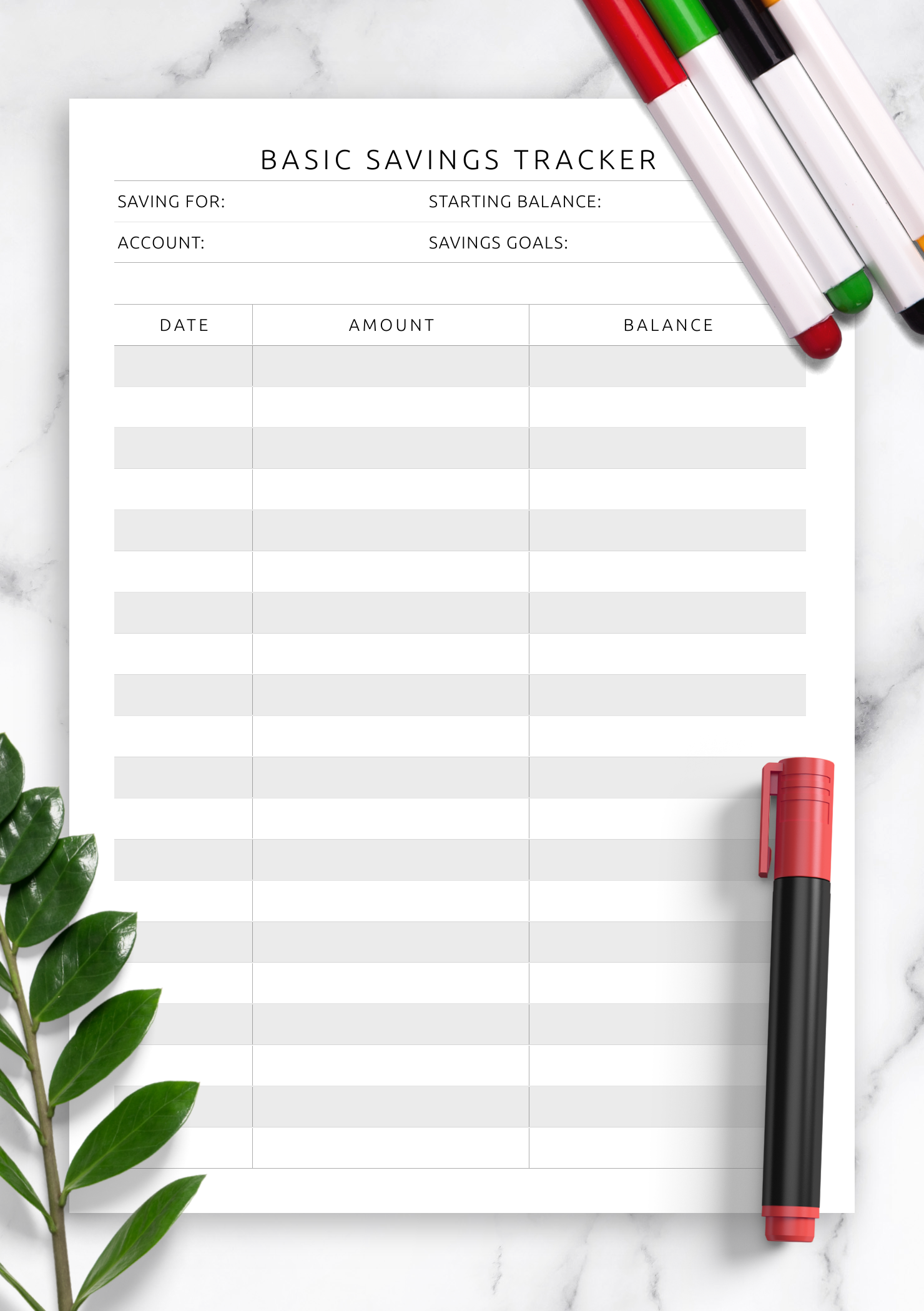 printable savings tracker form