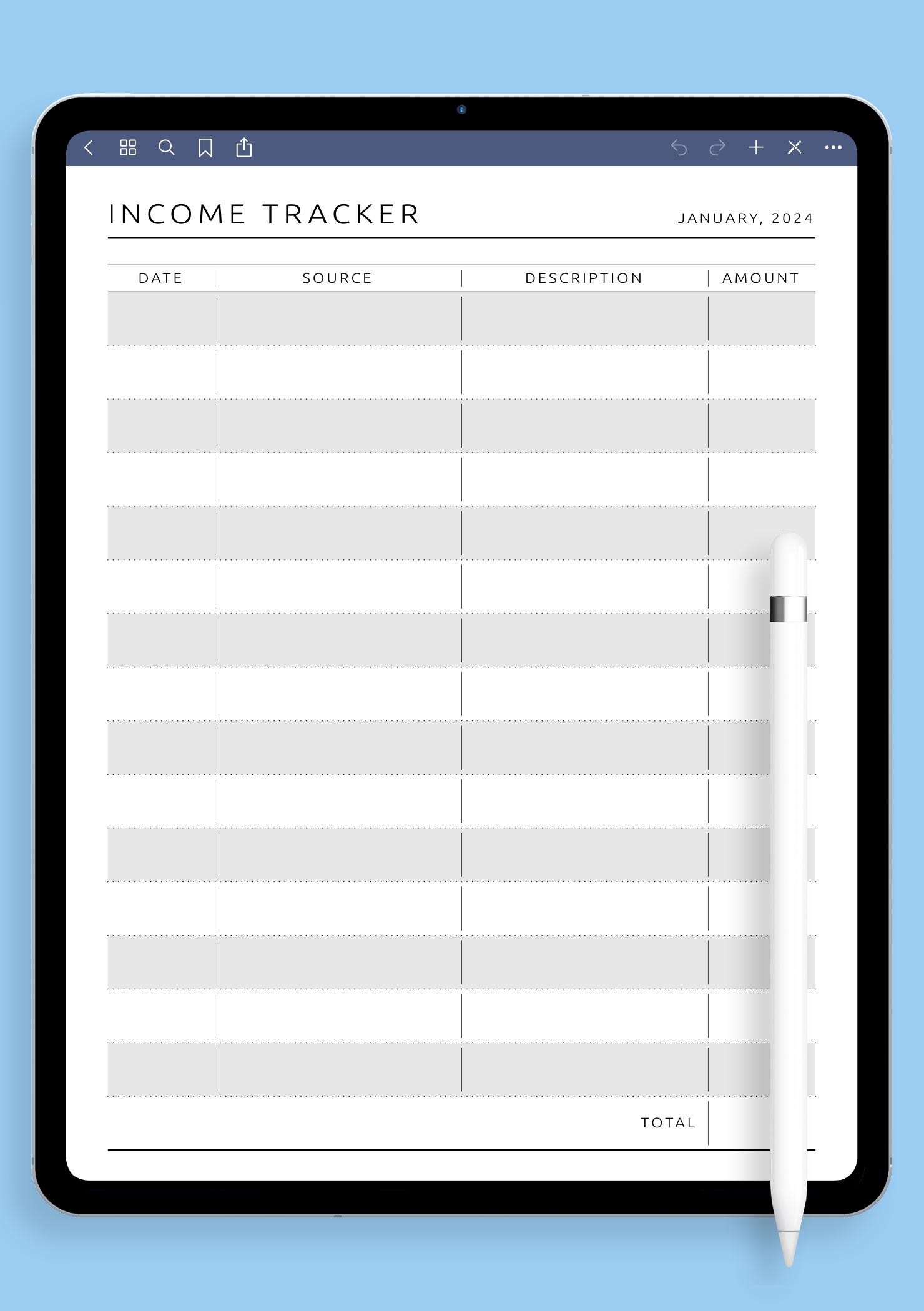 Download Printable Income Tracker Template PDF