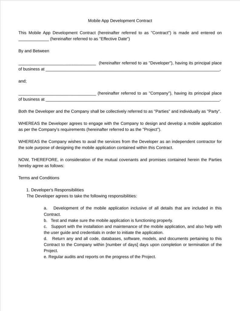 Downloadable Mobile App Development Contract Template Fill Downloadable Mobile App Development Contract Template Fill