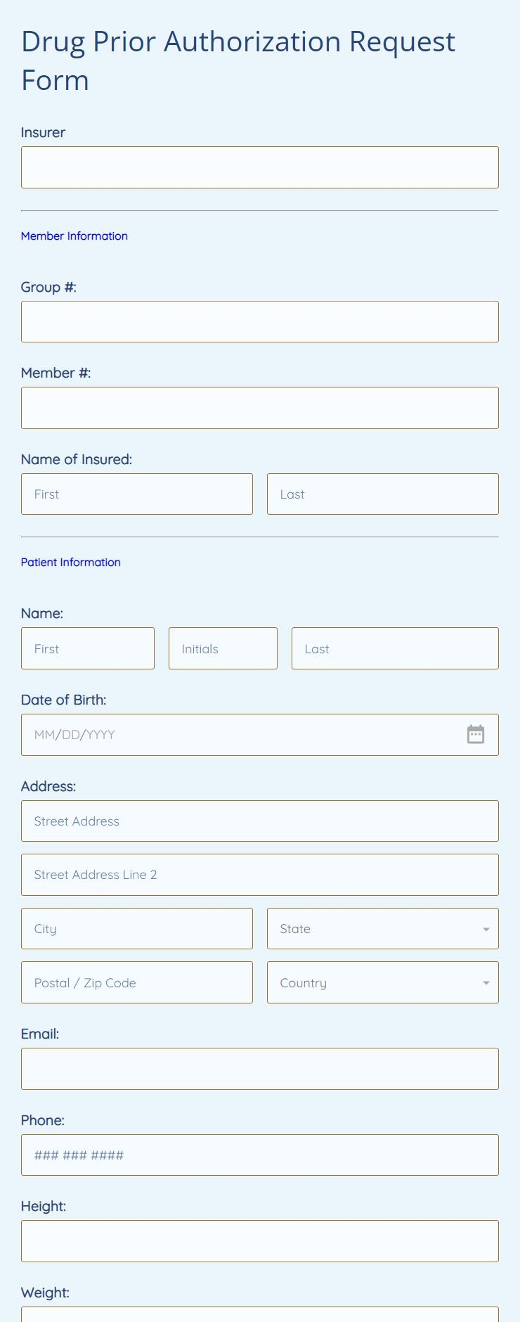 Drug Prior Authorization Request Form Template Drug Prior Authorization Request Form Template