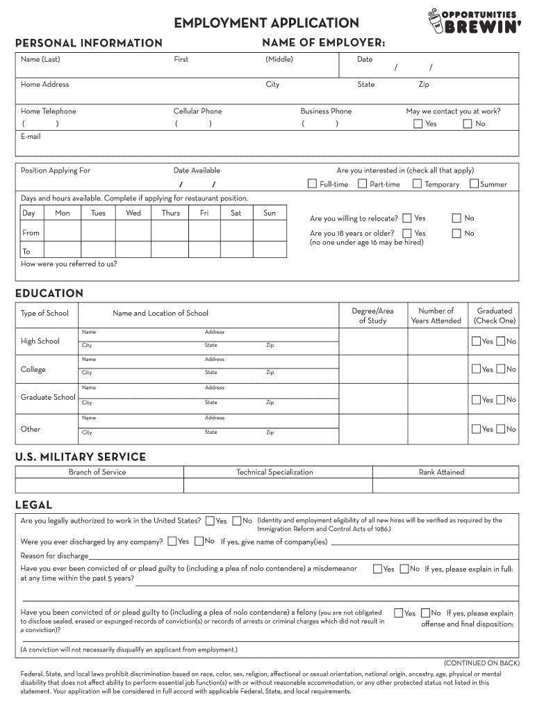 Dunkin Application Fill Online Printable Fillable Blank PdfFiller
