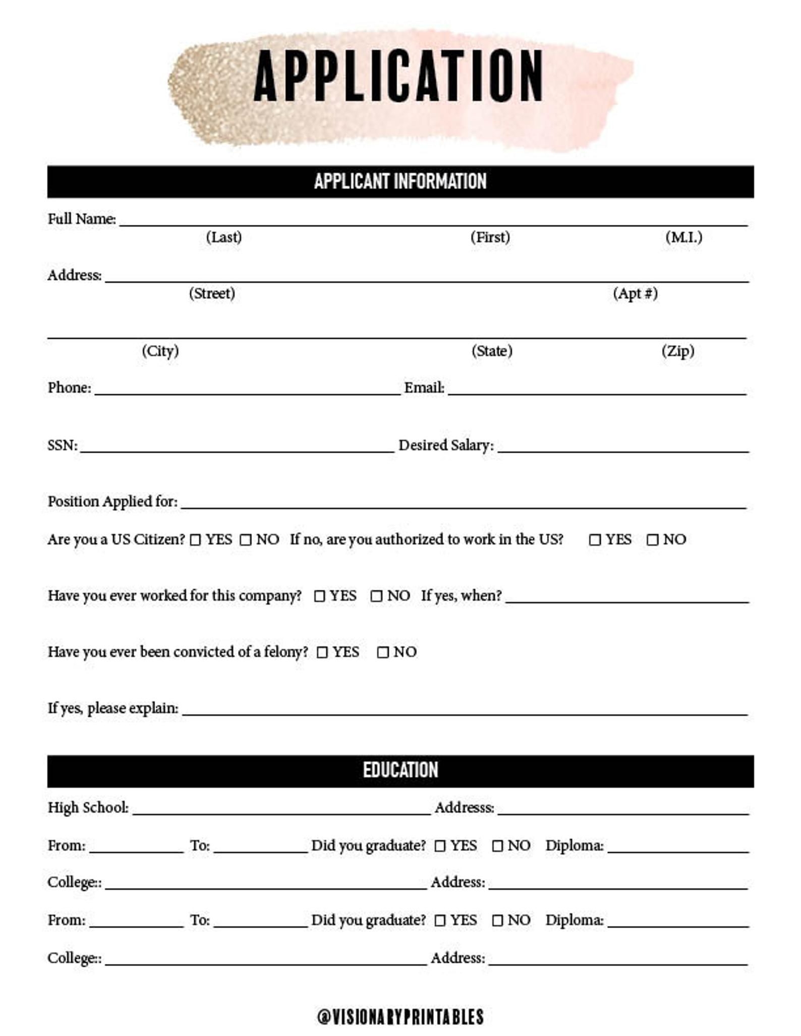 dunkin donuts printable application form