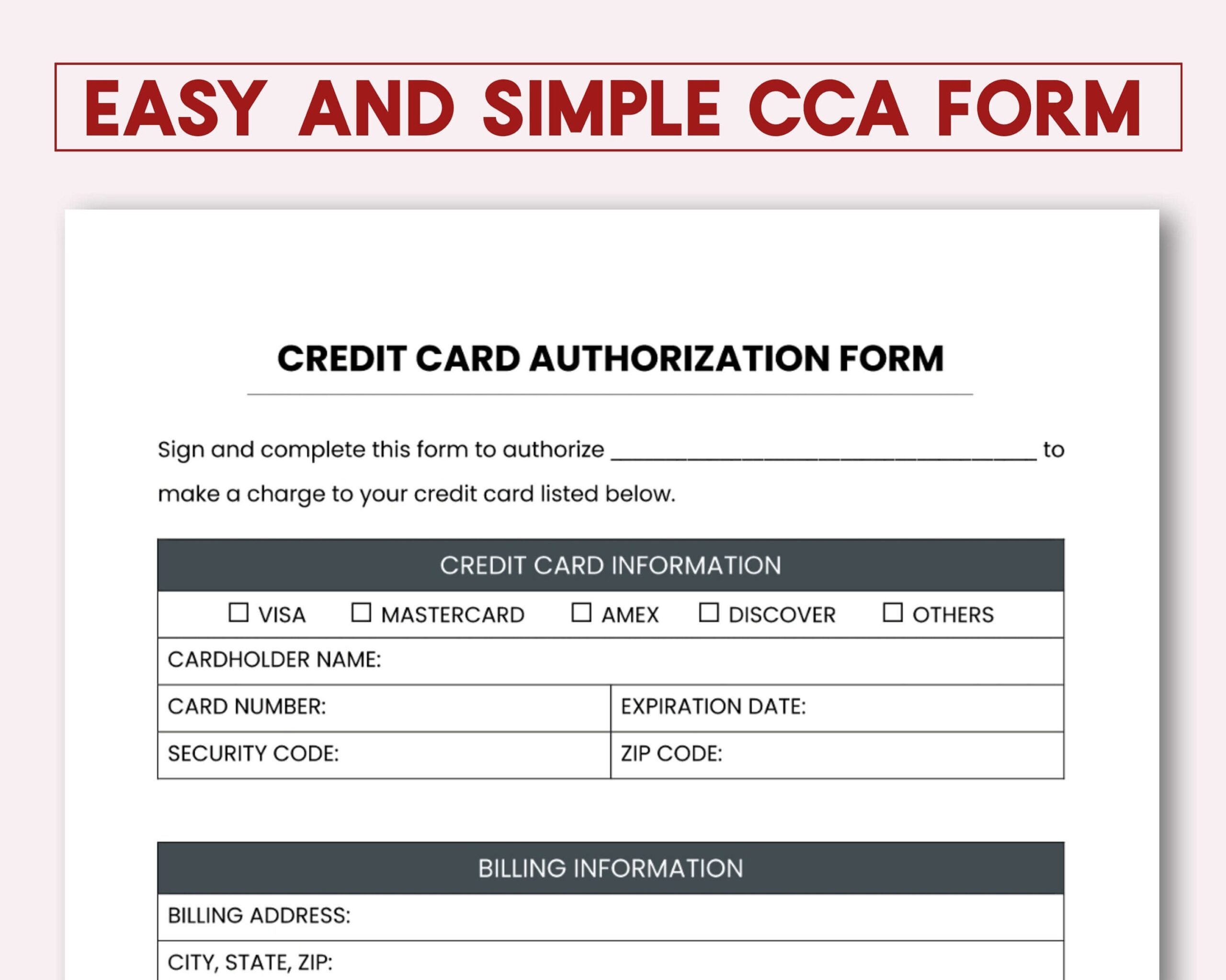 credit authorization form