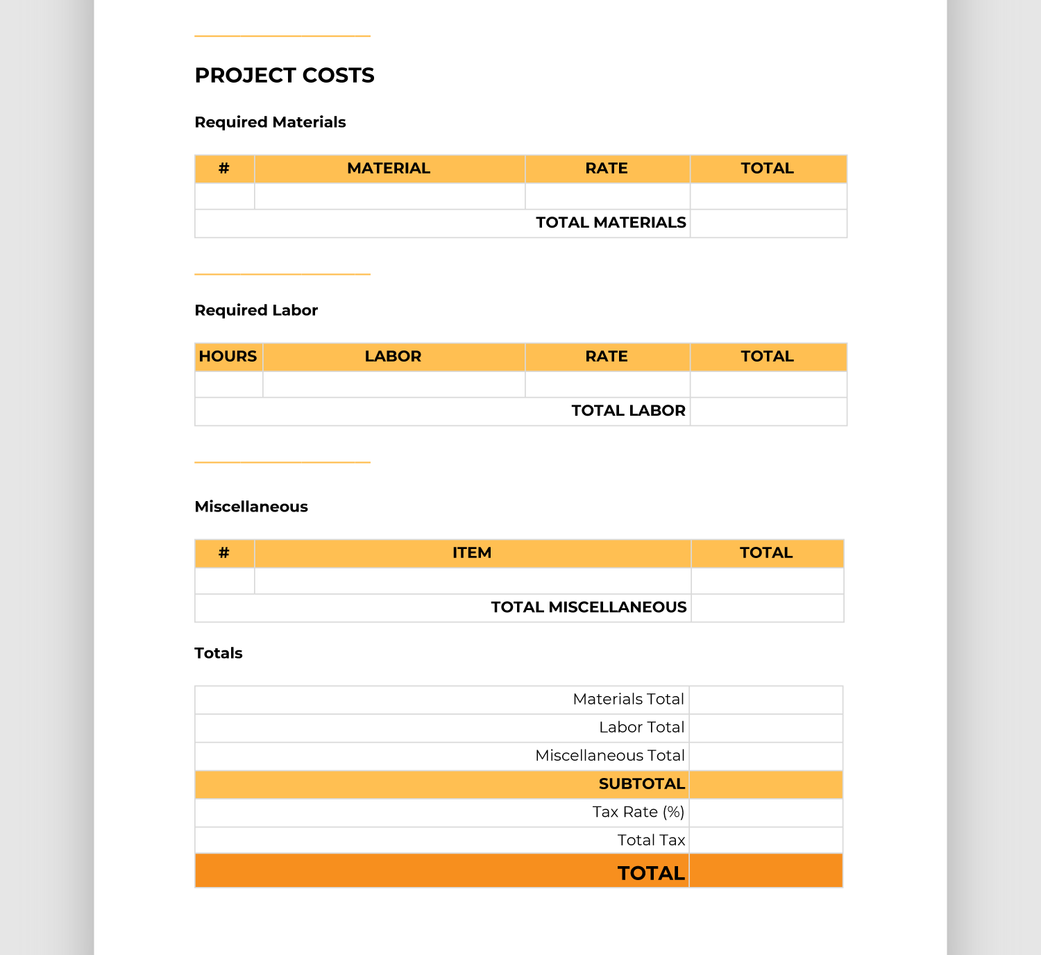 Easy to Use Construction Bid Template Free Downloadable BigRentz