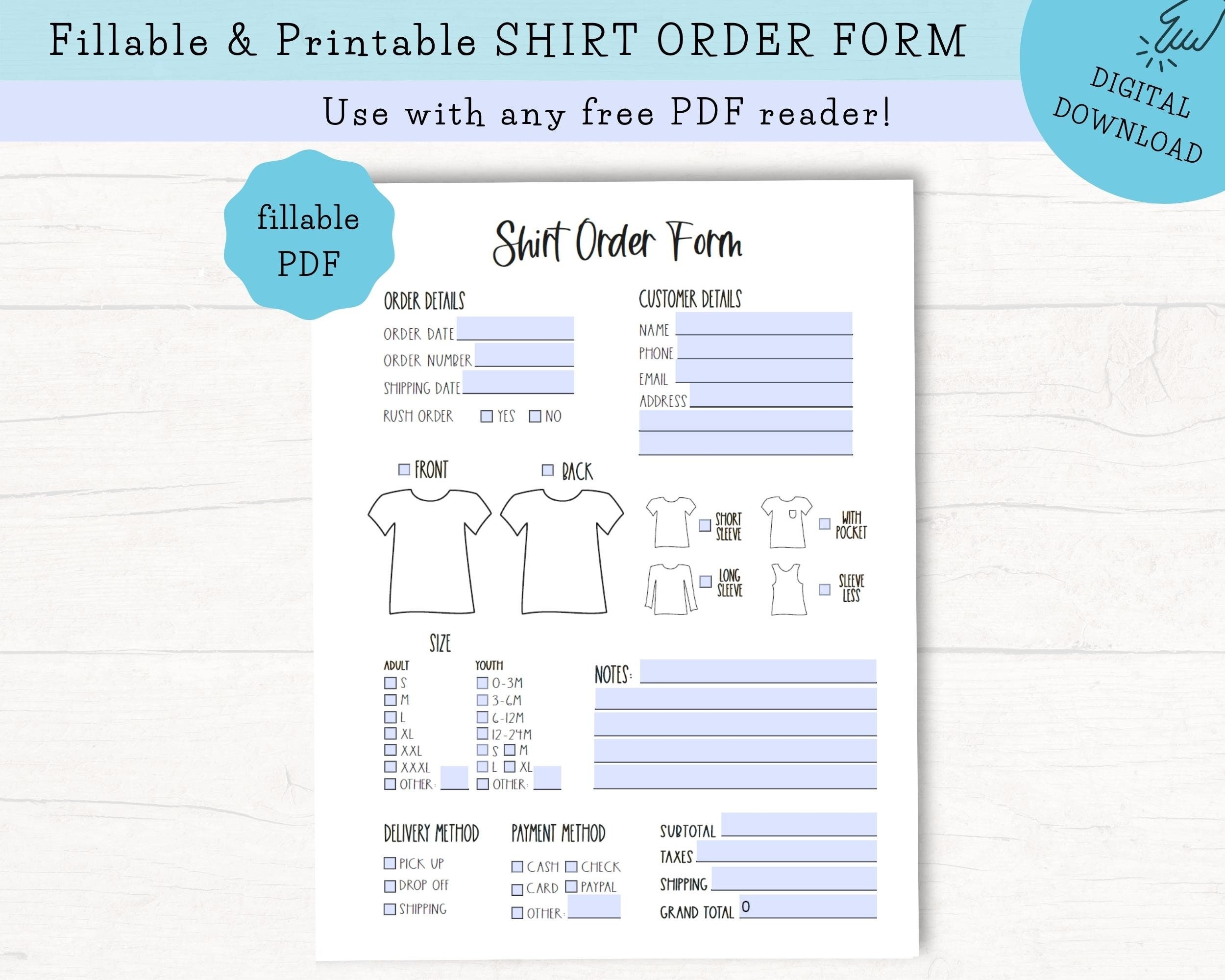 shirt order form