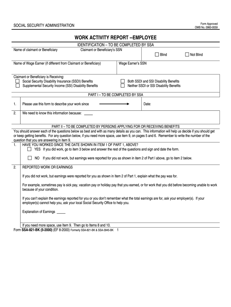 Editable Social Security Disability Form 0960 0598 2000 Fill Out Sign Online DocHub