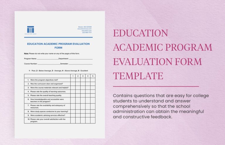 Education Academic Program Evaluation Form Template In Word Google Docs Download Template