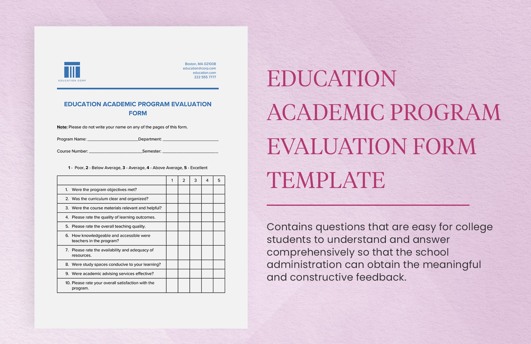 Education Academic Program Evaluation Form Template In Word Google Docs Download Template Education Academic Program Evaluation Form Template In Word Google Docs Download Template