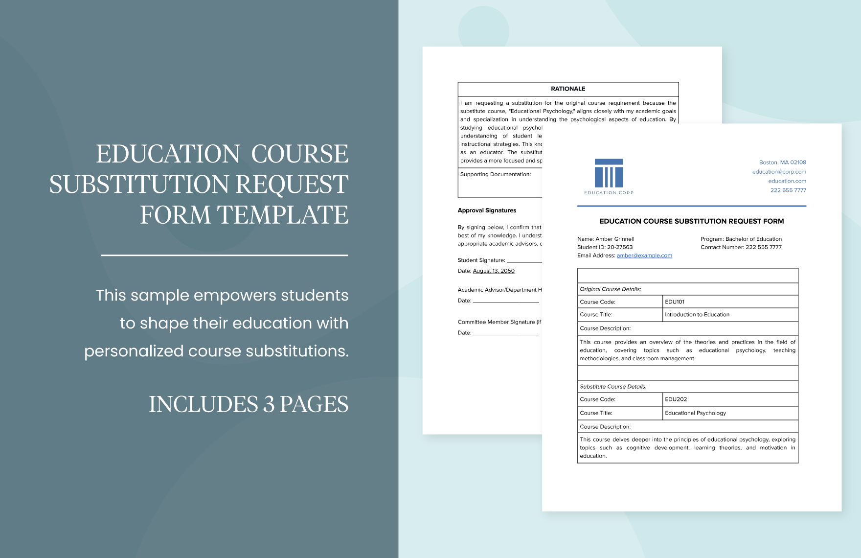 Education Course Substitution Request Form Template In Word PDF Google Docs Download Template