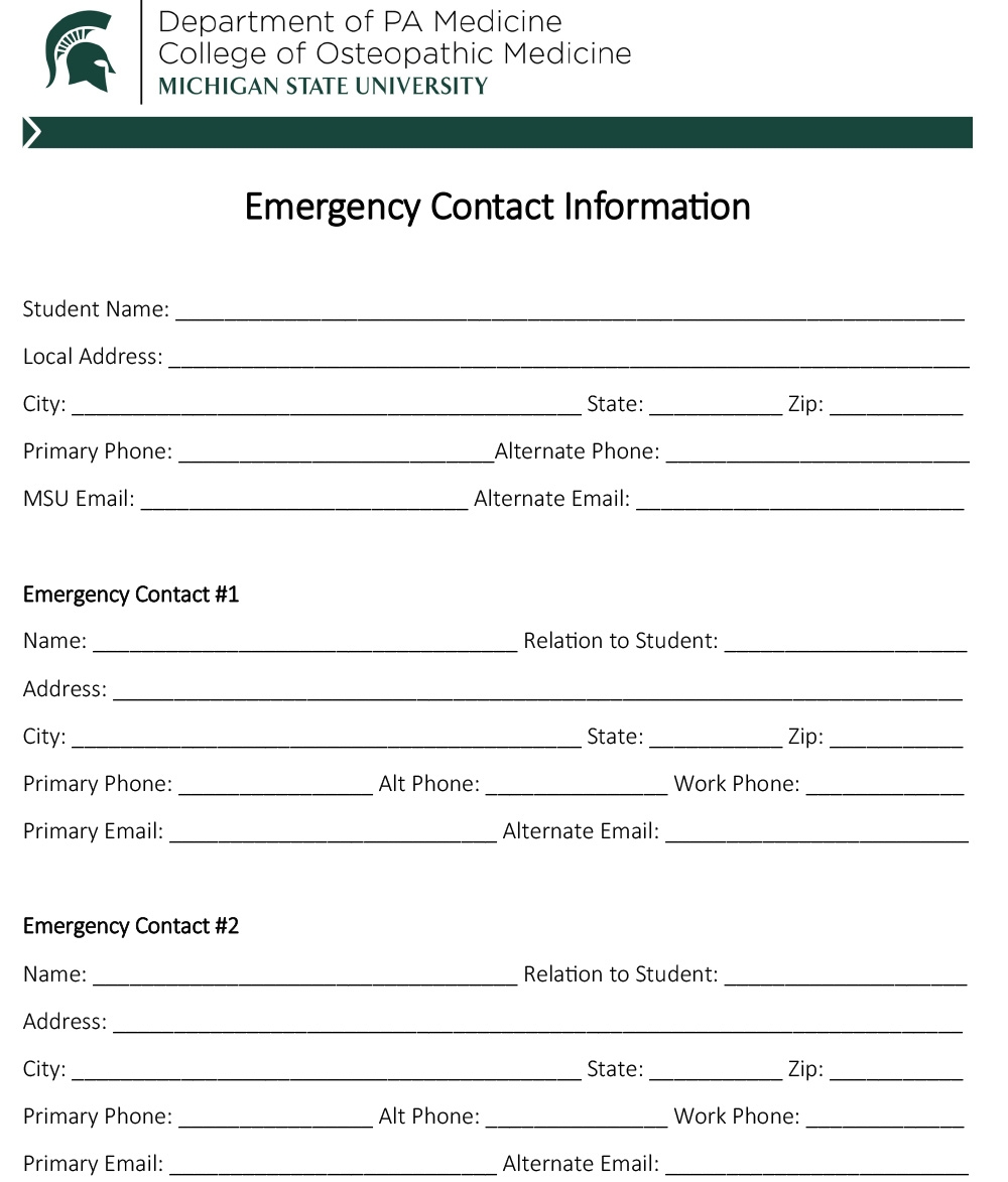 emergency contact forms