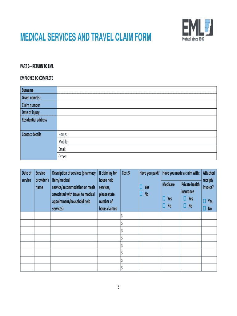 Eml Travel Claim Form Fill Online Printable Fillable Blank PdfFiller