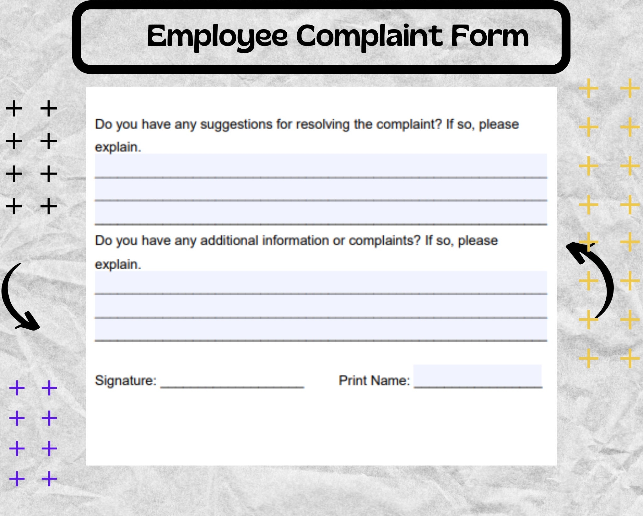 Employee Complaint Form Employee Complaint Template Employee Complaint Form Etsy