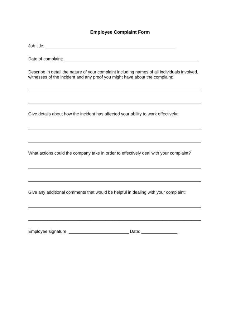 employee complaint form