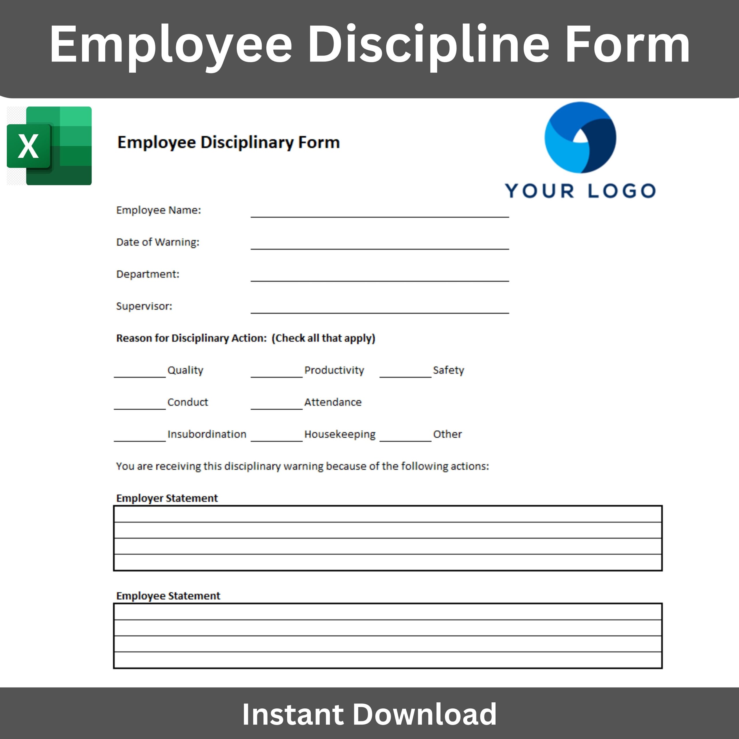 Employee Discipline Form Disciplinary Action Template For Employer And Employee HR And Payroll Template Employee Write Up Form For HR Etsy Norway
