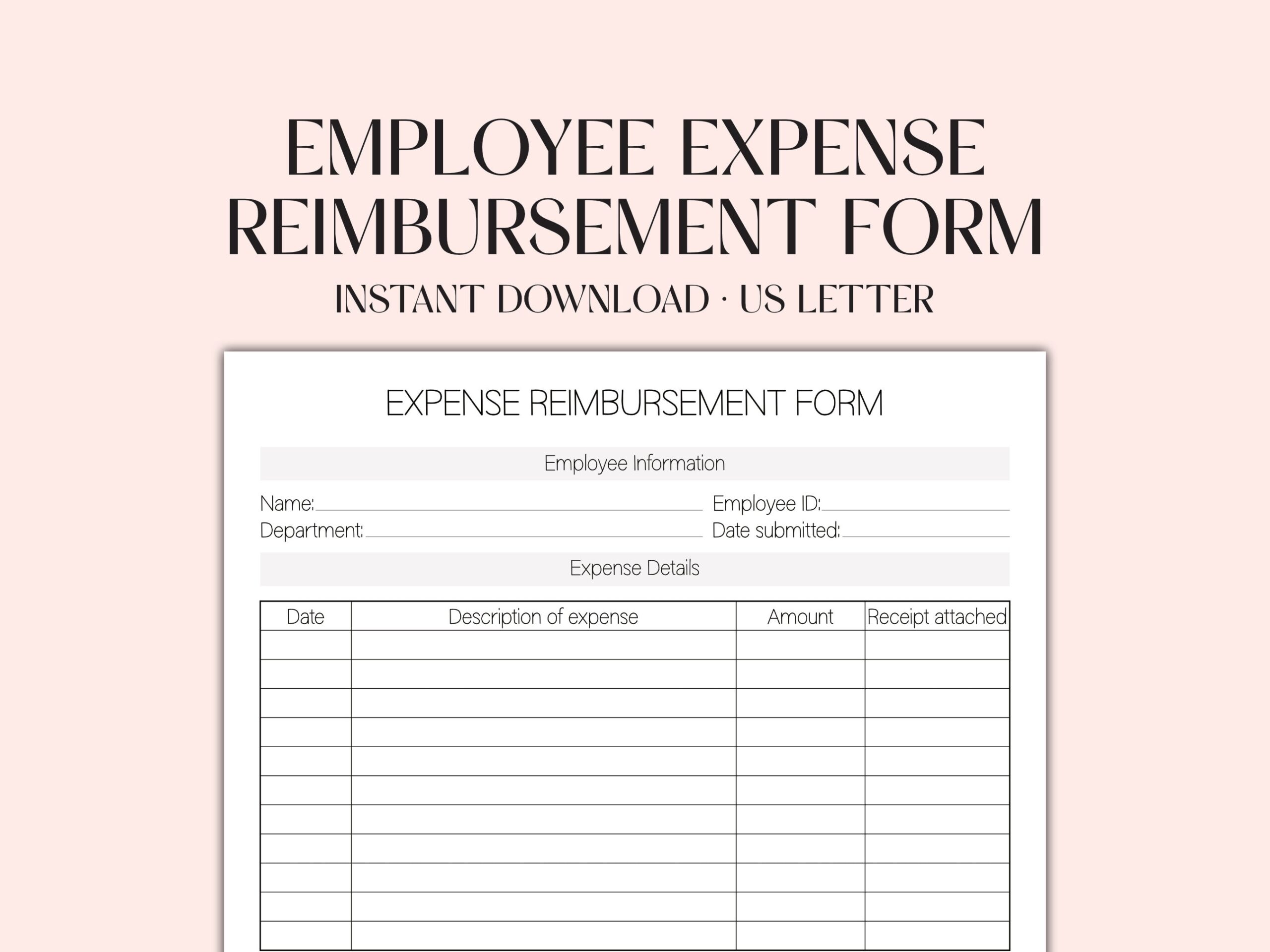 Employee Expense Reimbursement Form Mileage Claim Template Business Trip Expense Request Travel Conference Car Receipt Etsy