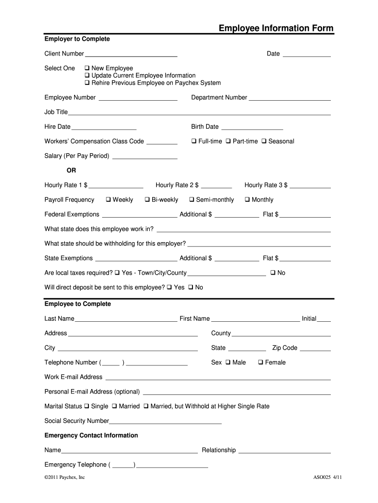 Employee Information Form Fill Out Sign Online DocHub
