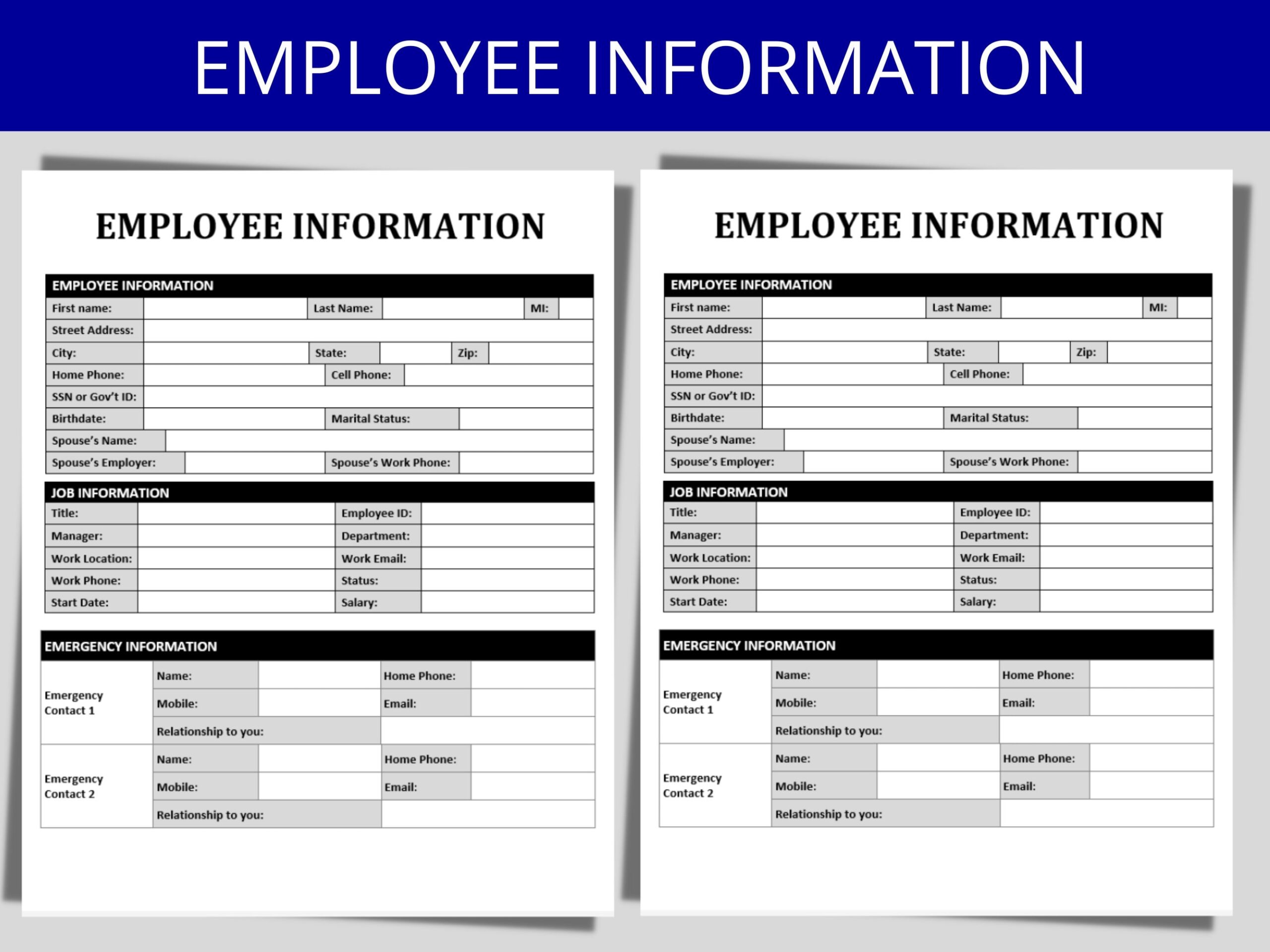 Employee Information Form New Hire Paperwork HR Templates Employee Packet Forms Employee Onboarding Hiring Template Etsy Denmark