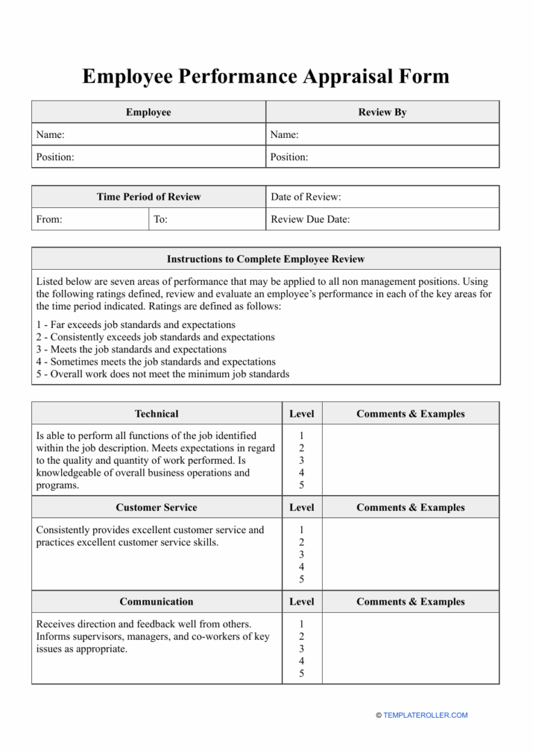 Employee Performance Appraisal Form Levels Fill Out Sign Online And Download PDF Templateroller