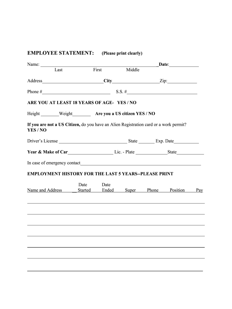 Employee Statement Template Fill Out Sign Online DocHub