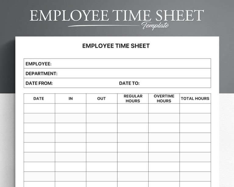 Employee Timesheet Editable Timesheet Printable Timesheet Time Card Time Tracker Work Log Timekeeping Sheet Time Log Etsy