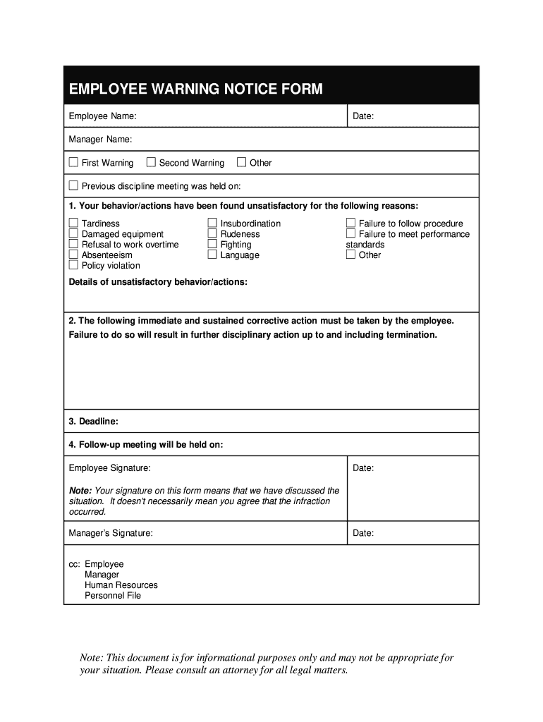Employee Warning Form Trial Fill Online Printable Fillable Blank PdfFiller Employee Warning Form Trial Fill Online Printable Fillable Blank PdfFiller