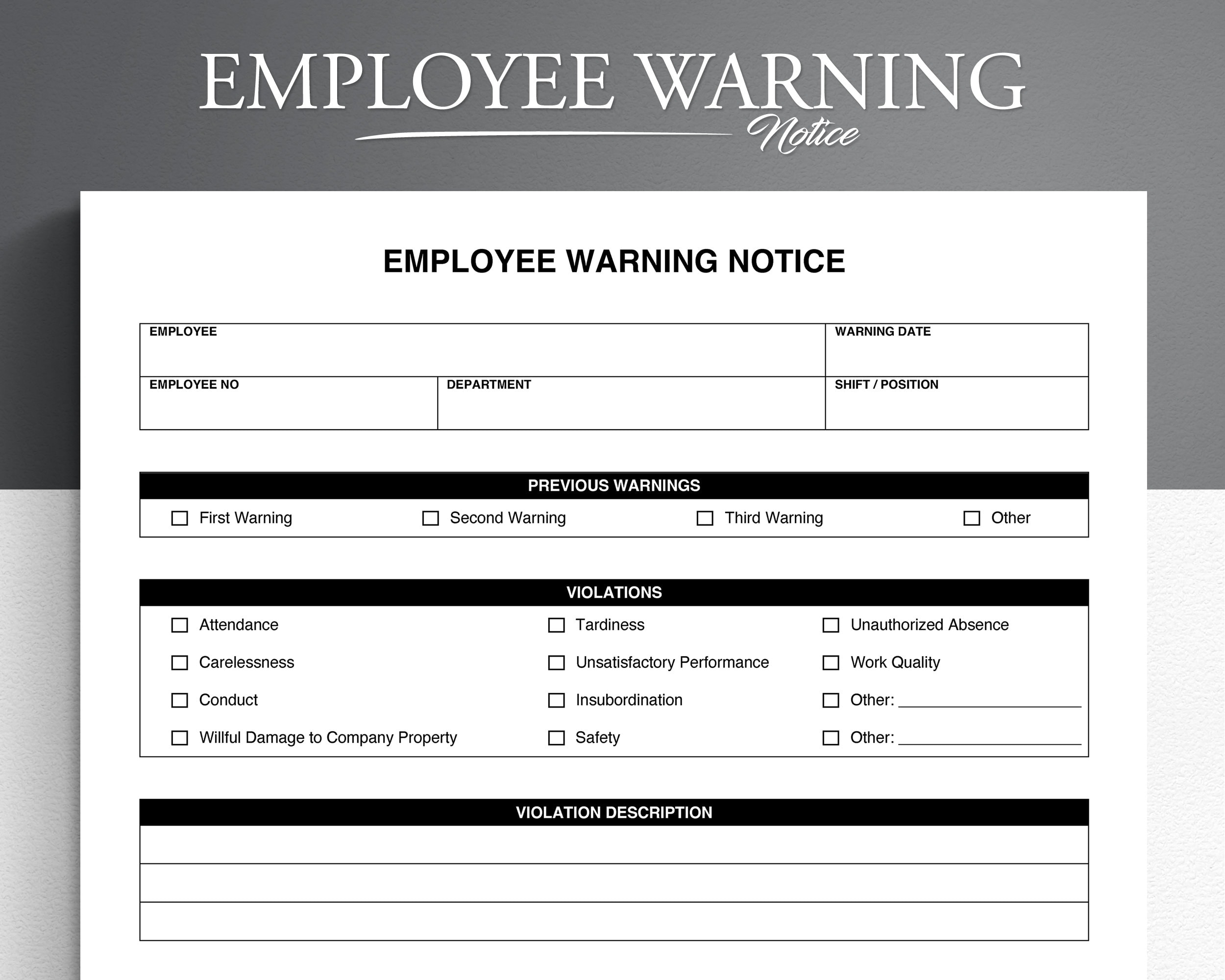 employee warning notice