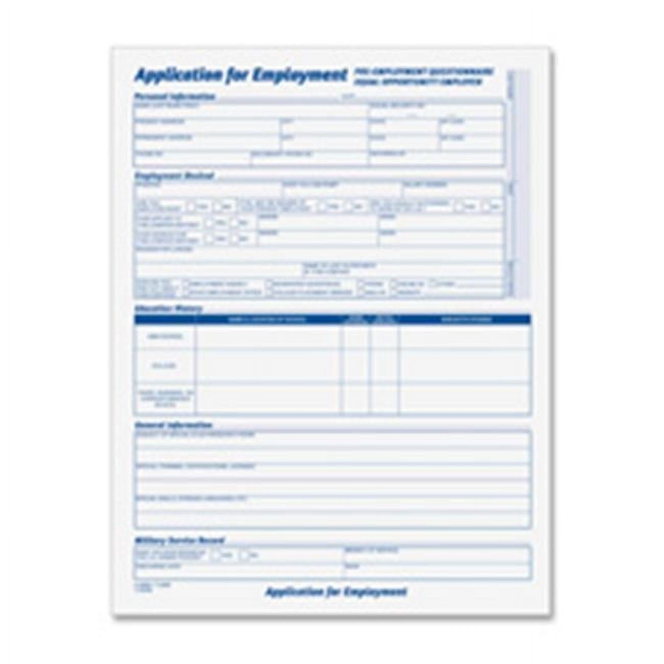 Employment Application Form 8 5 X 11 Job Application 25 Pack Made In USA Walmart Employment Application Form 8 5 X 11 Job Application 25 Pack Made In USA Walmart