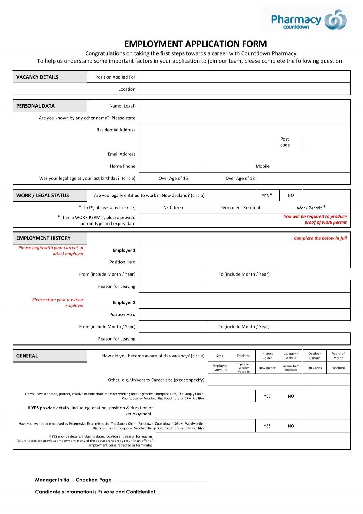 Employment Application Form Countdown
