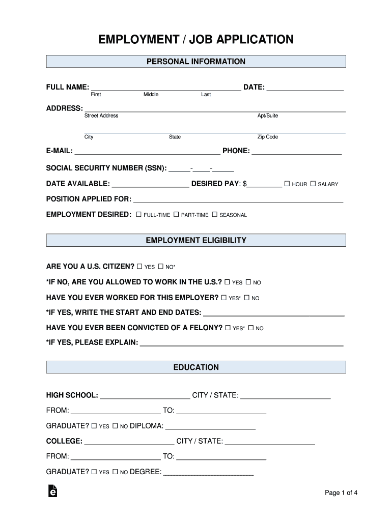 Employment Application Form Fill Online Printable Fillable Blank PdfFiller