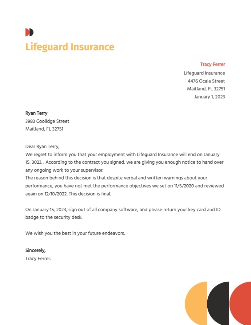 Employment Termination Letter Template Visme