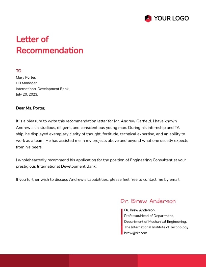Engineering Consultant Recommendation Letter Template Visme Engineering Consultant Recommendation Letter Template Visme