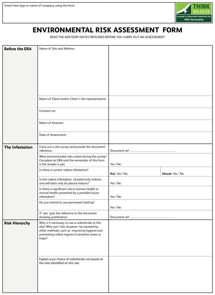 ENVIRONMENTAL RISK ASSESSMENT FORM Think Wildlife