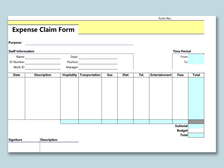 EXCEL Of Expense Claim Form xlsx WPS Free Templates