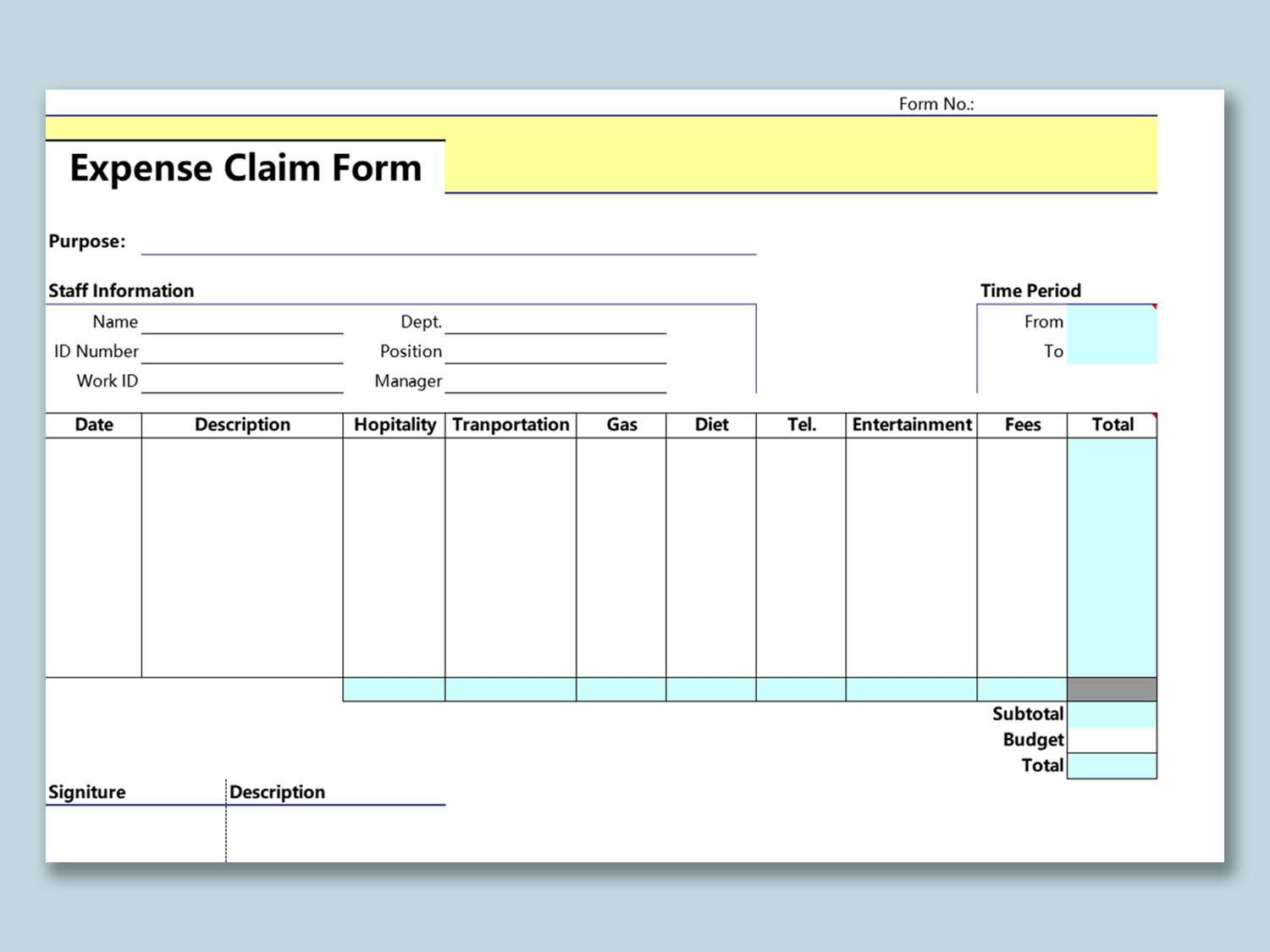 EXCEL Of Expense Claim Form xlsx WPS Free Templates EXCEL Of Expense Claim Form xlsx WPS Free Templates