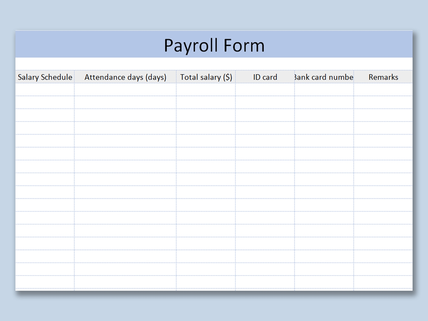 EXCEL Of Fresh Payroll Form xlsx WPS Free Templates EXCEL Of Fresh Payroll Form xlsx WPS Free Templates