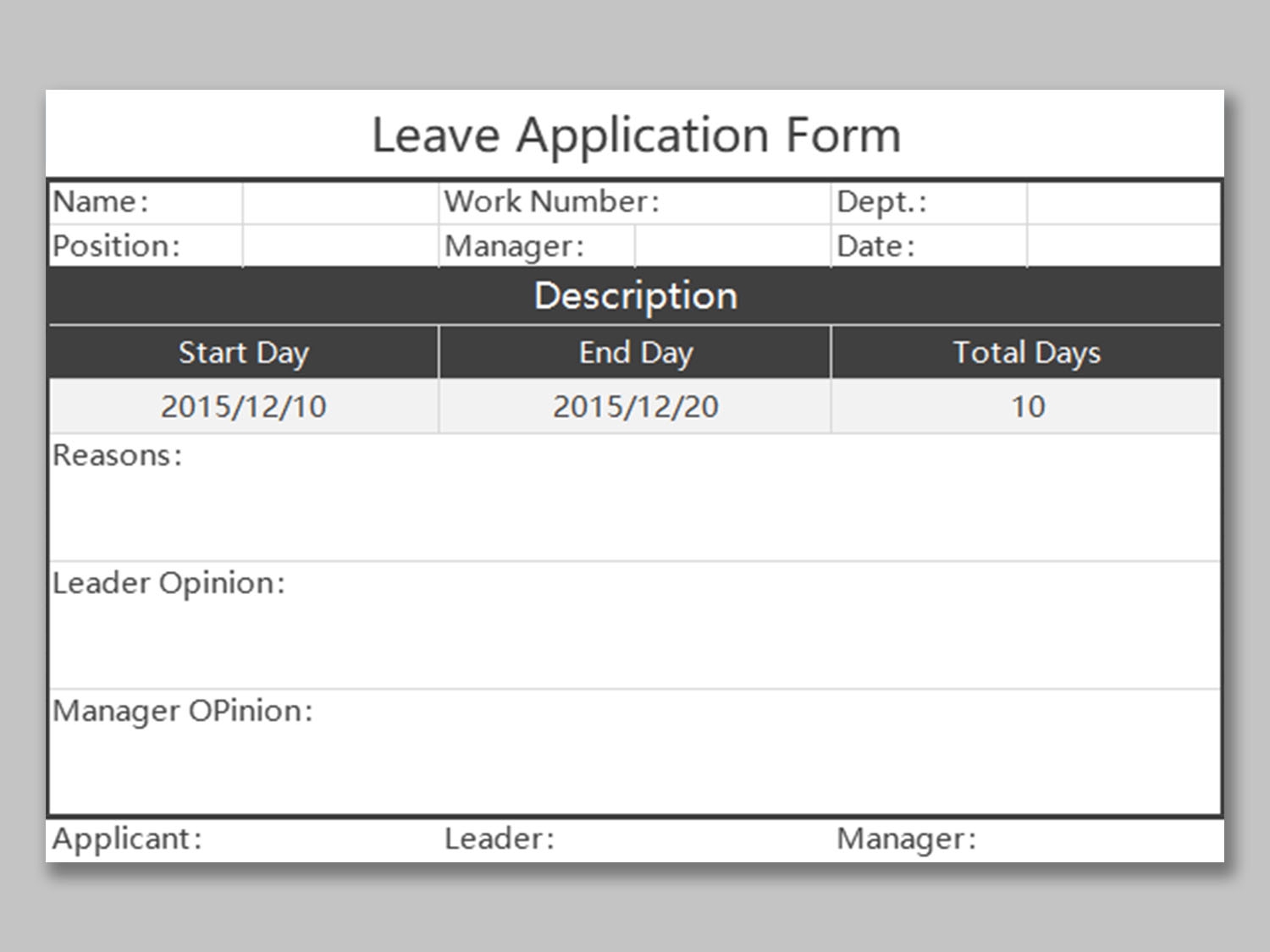 EXCEL Of Leave Application Form xlsx WPS Free Templates EXCEL Of Leave Application Form xlsx WPS Free Templates