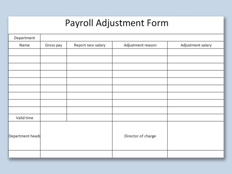 EXCEL Of Payroll Adjustment Form xls WPS Free Templates